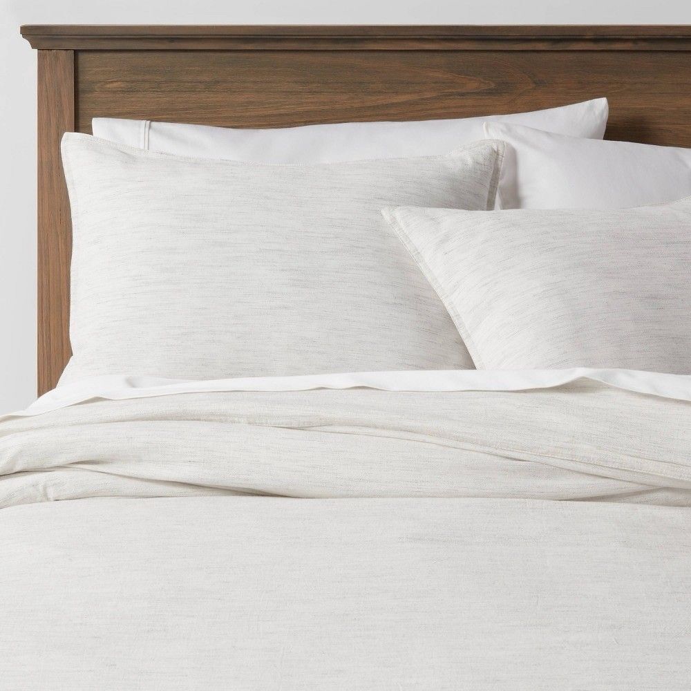 Threshold 3pc Full/Queen Space Dyed Cotton Linen Duvet Cover & Sham Set Gray
